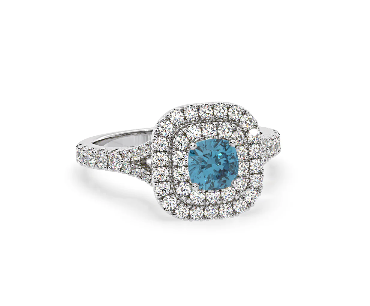 Anastasia Blue Lab Diamond 1.30ct Halo Ring in 18K White Gold - Elara Collection - Image 83