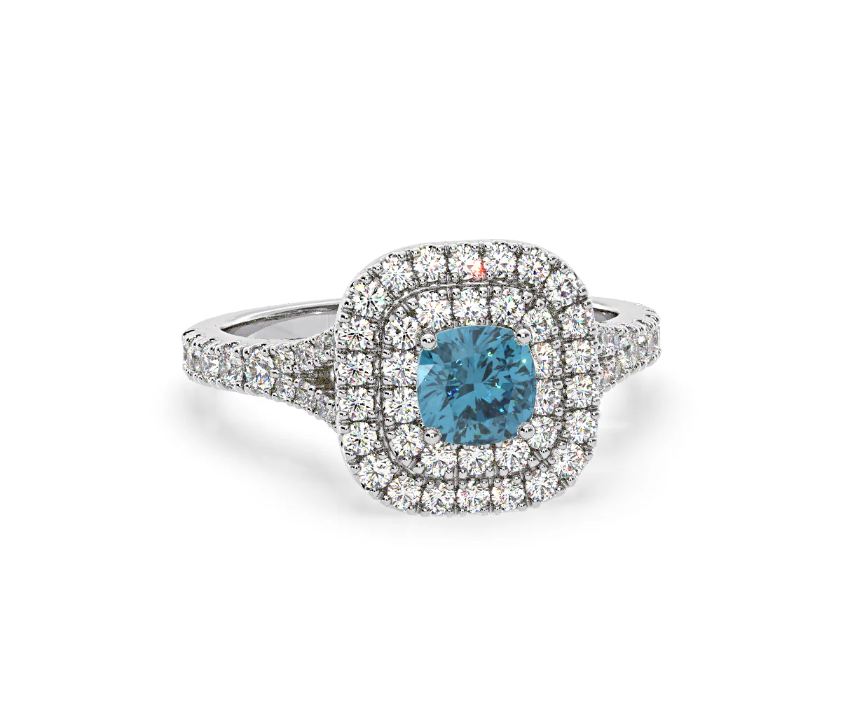 Anastasia Blue Lab Diamond 1.30ct Halo Ring in 18K White Gold - Elara Collection - Image 84