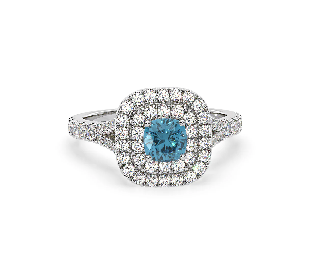 Anastasia Blue Lab Diamond 1.30ct Halo Ring in 18K White Gold - Elara Collection - Image 85
