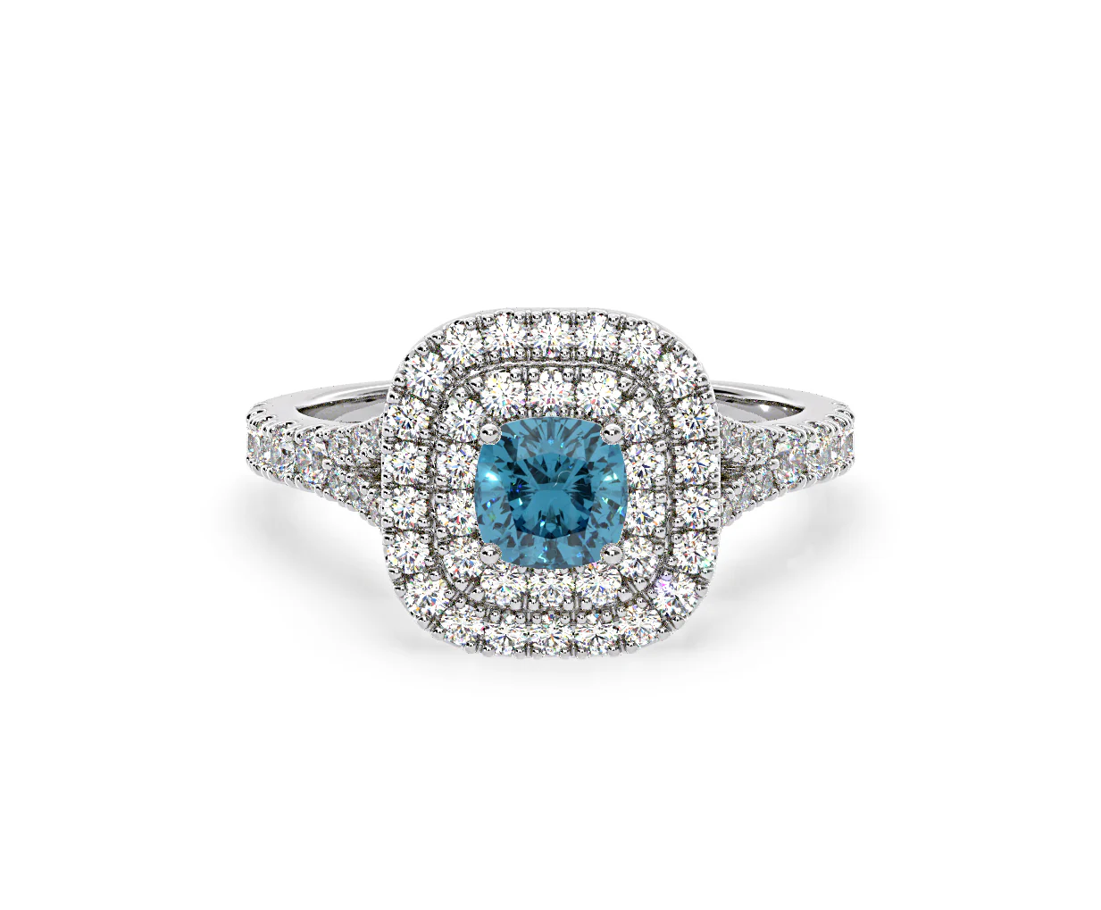 Anastasia Blue Lab Diamond 1.30ct Halo Ring in 18K White Gold - Elara Collection - Image 86