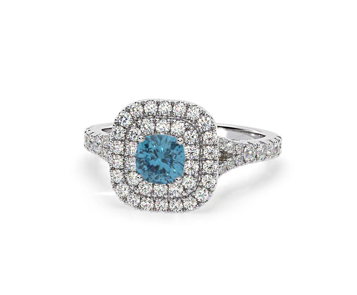 Anastasia Blue Lab Diamond 1.30ct Halo Ring in 18K White Gold - Elara Collection - Image 9
