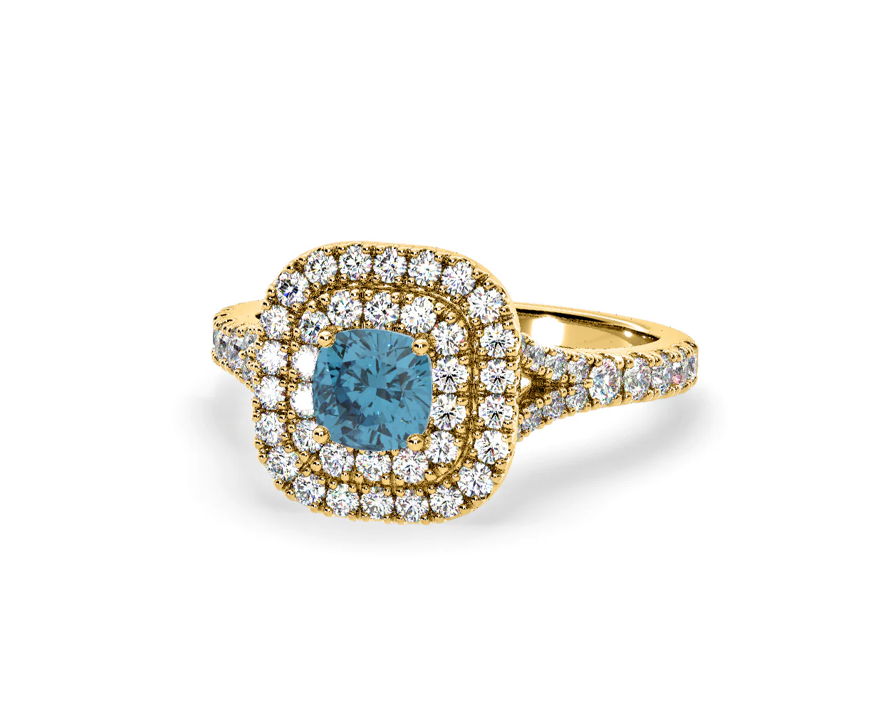 Anastasia Blue Lab Diamond 1.30ct Halo Ring in 18K Yellow Gold - Elara Collection - Image 10