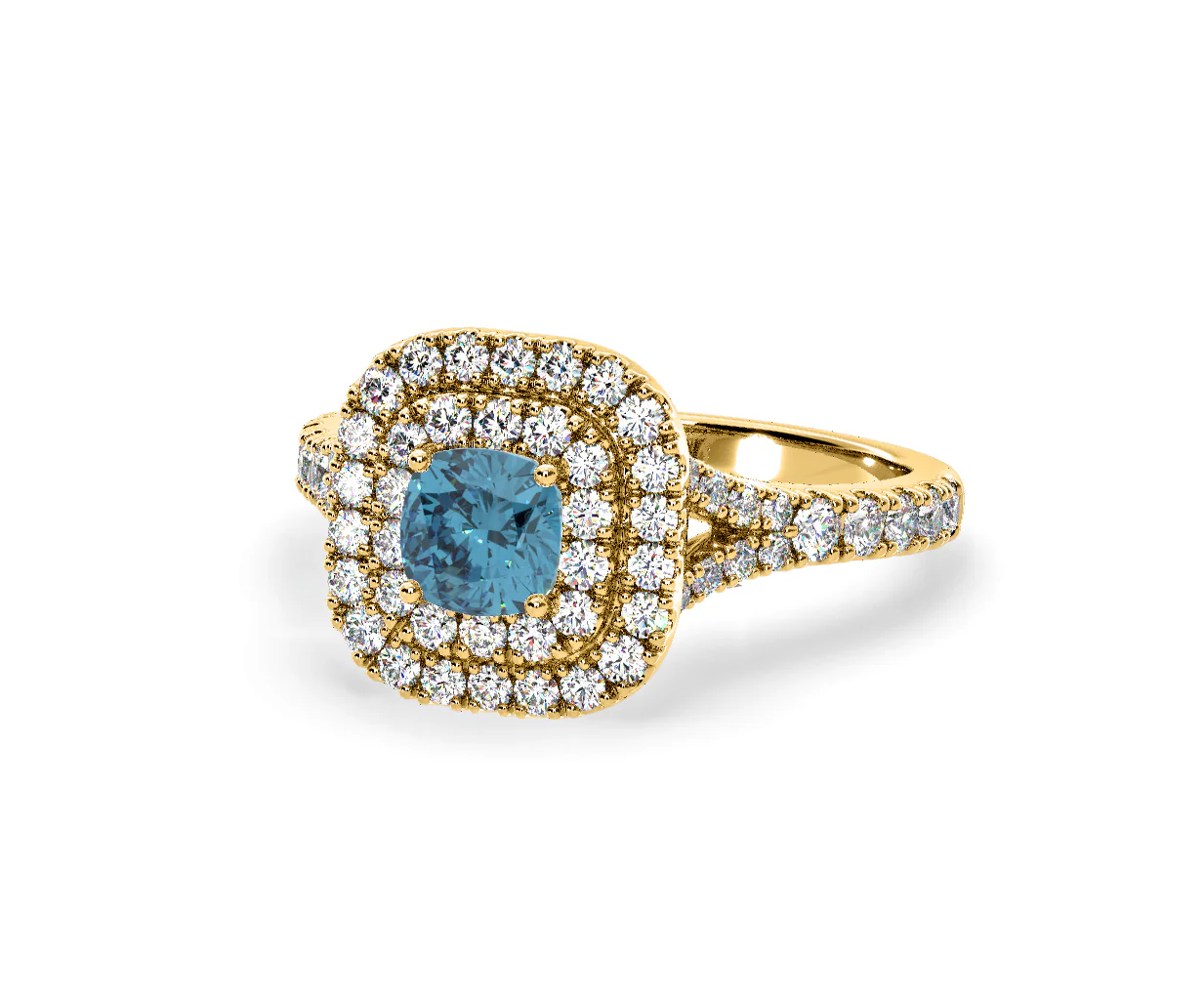 Anastasia Blue Lab Diamond 1.30ct Halo Ring in 18K Yellow Gold - Elara Collection - Image 11