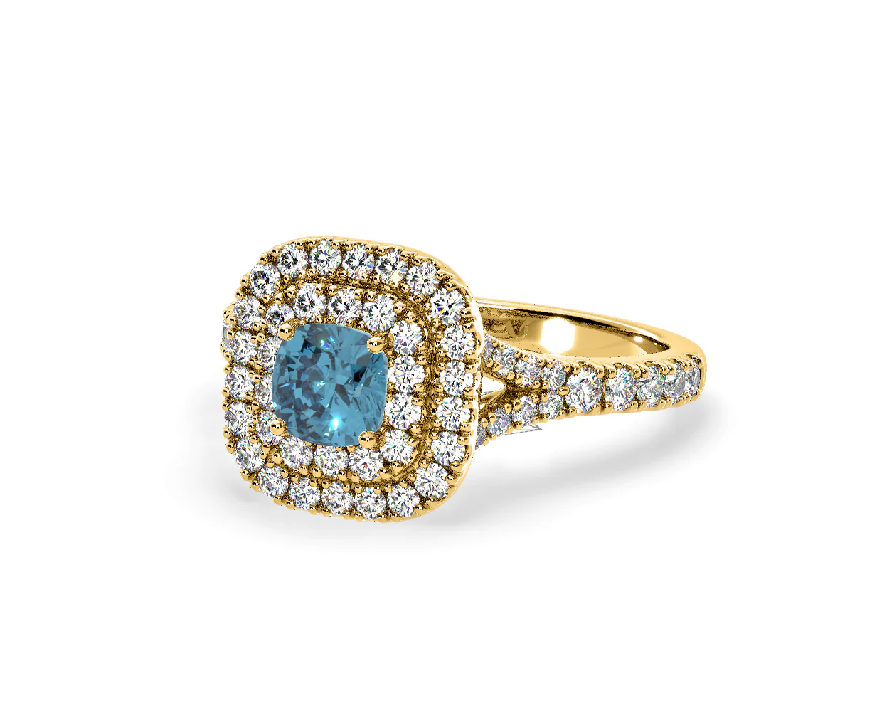 Anastasia Blue Lab Diamond 1.30ct Halo Ring in 18K Yellow Gold - Elara Collection - Image 12