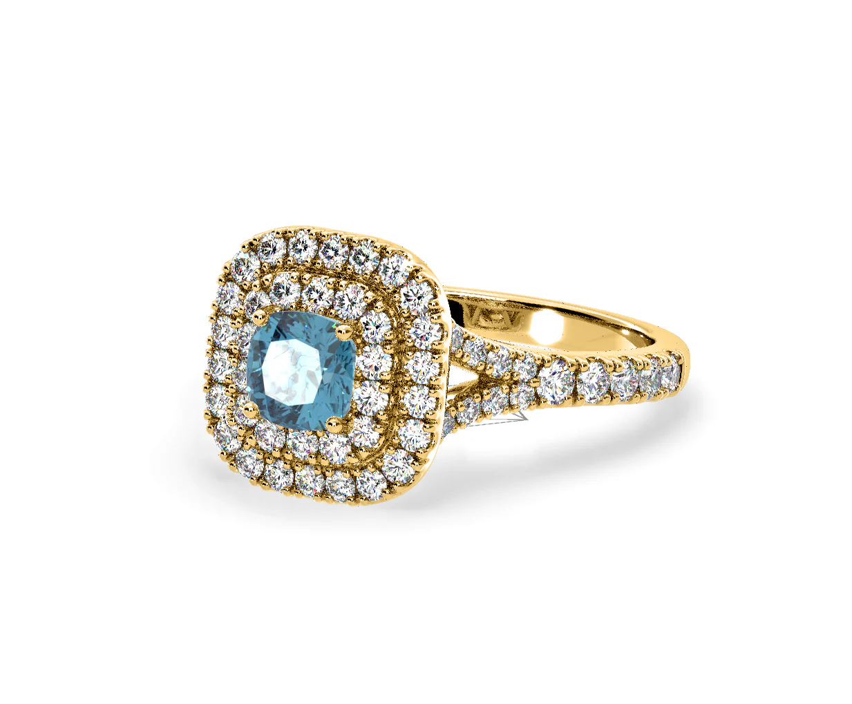 Anastasia Blue Lab Diamond 1.30ct Halo Ring in 18K Yellow Gold - Elara Collection - Image 13