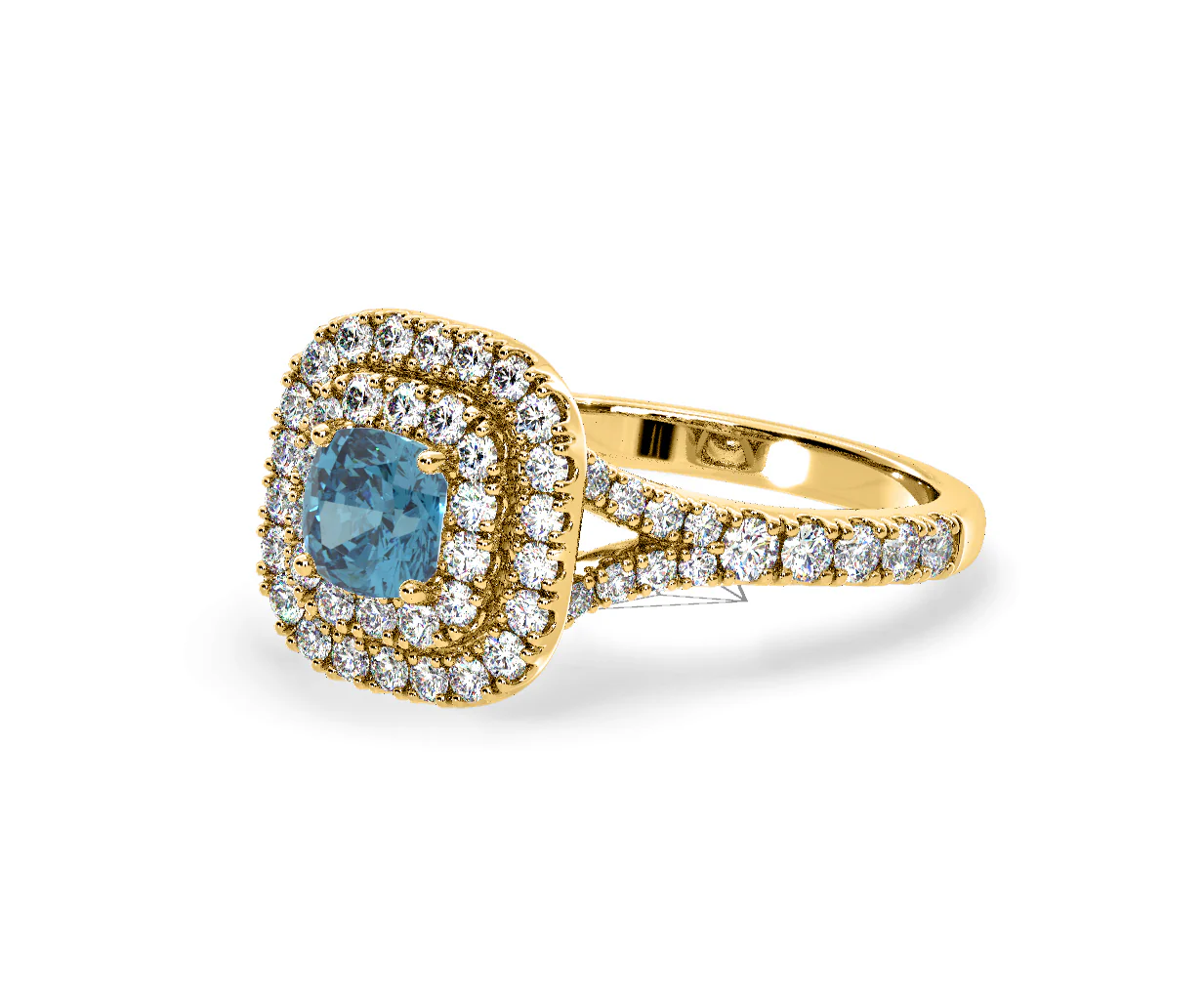 Anastasia Blue Lab Diamond 1.30ct Halo Ring in 18K Yellow Gold - Elara Collection - Image 15