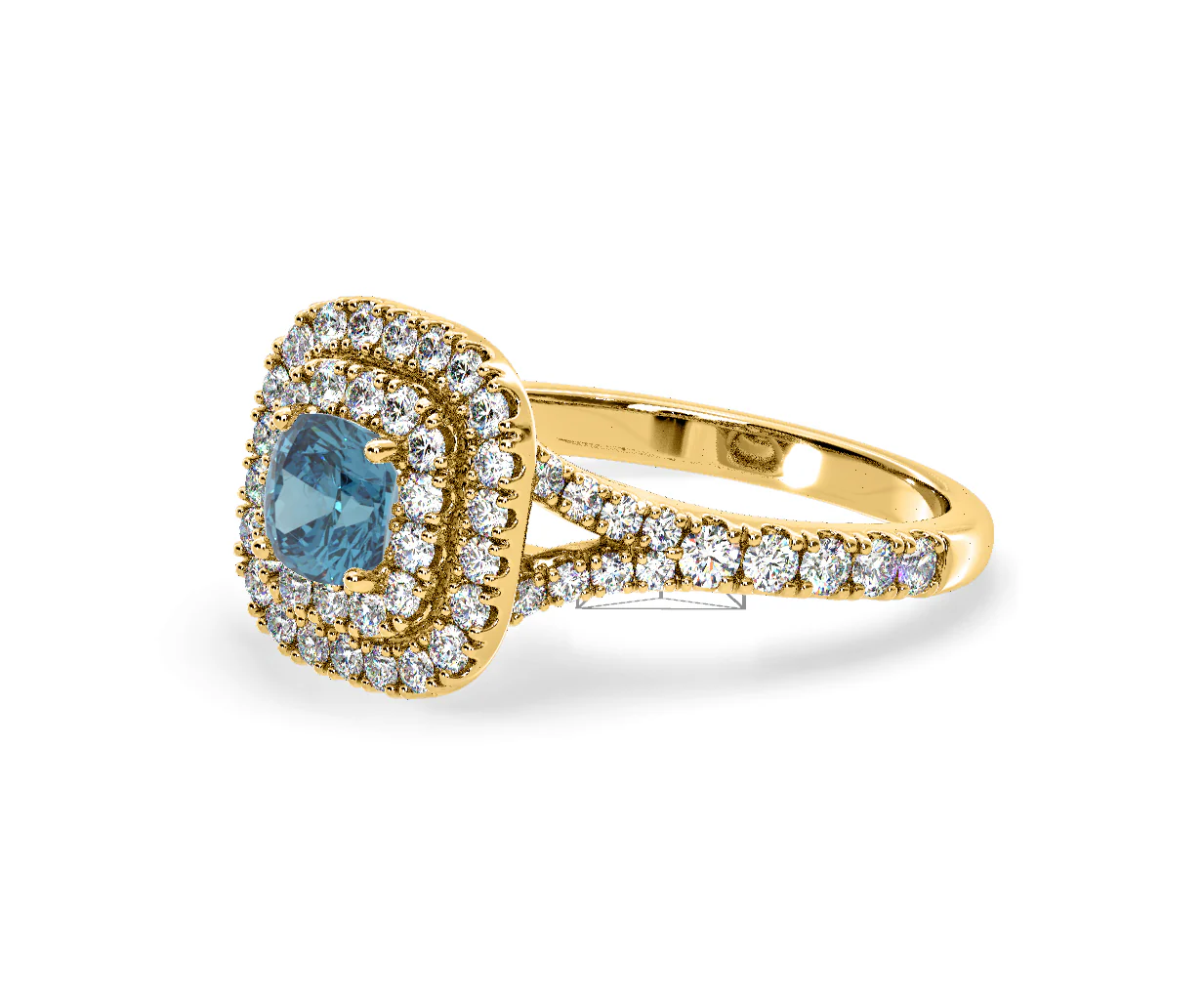 Anastasia Blue Lab Diamond 1.30ct Halo Ring in 18K Yellow Gold - Elara Collection - Image 17