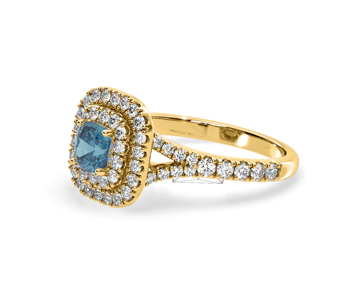 Anastasia Blue Lab Diamond 1.30ct Halo Ring in 18K Yellow Gold - Elara Collection - Image 18