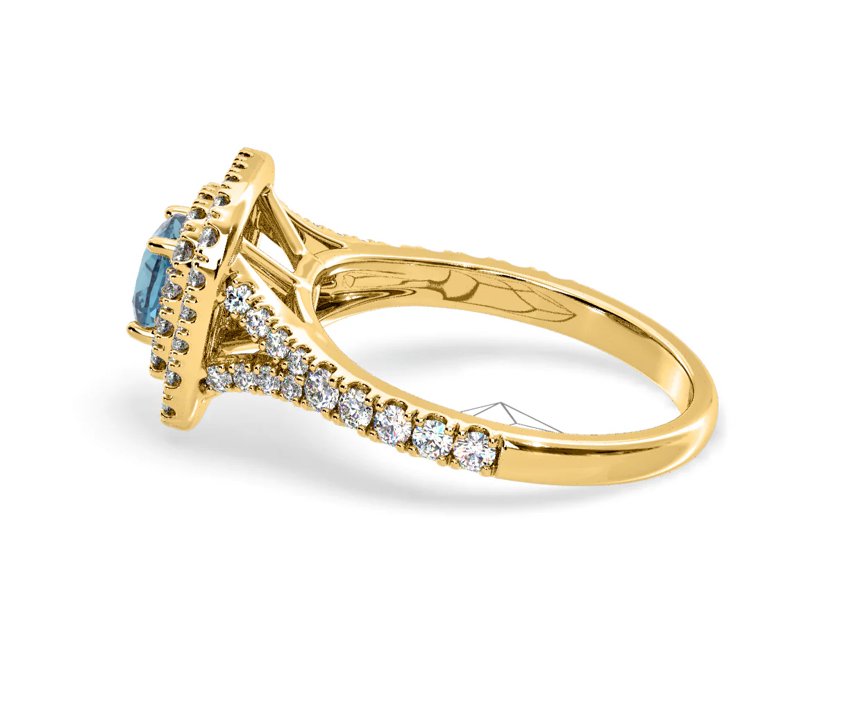 Anastasia Blue Lab Diamond 1.30ct Halo Ring in 18K Yellow Gold - Elara Collection - Image 29