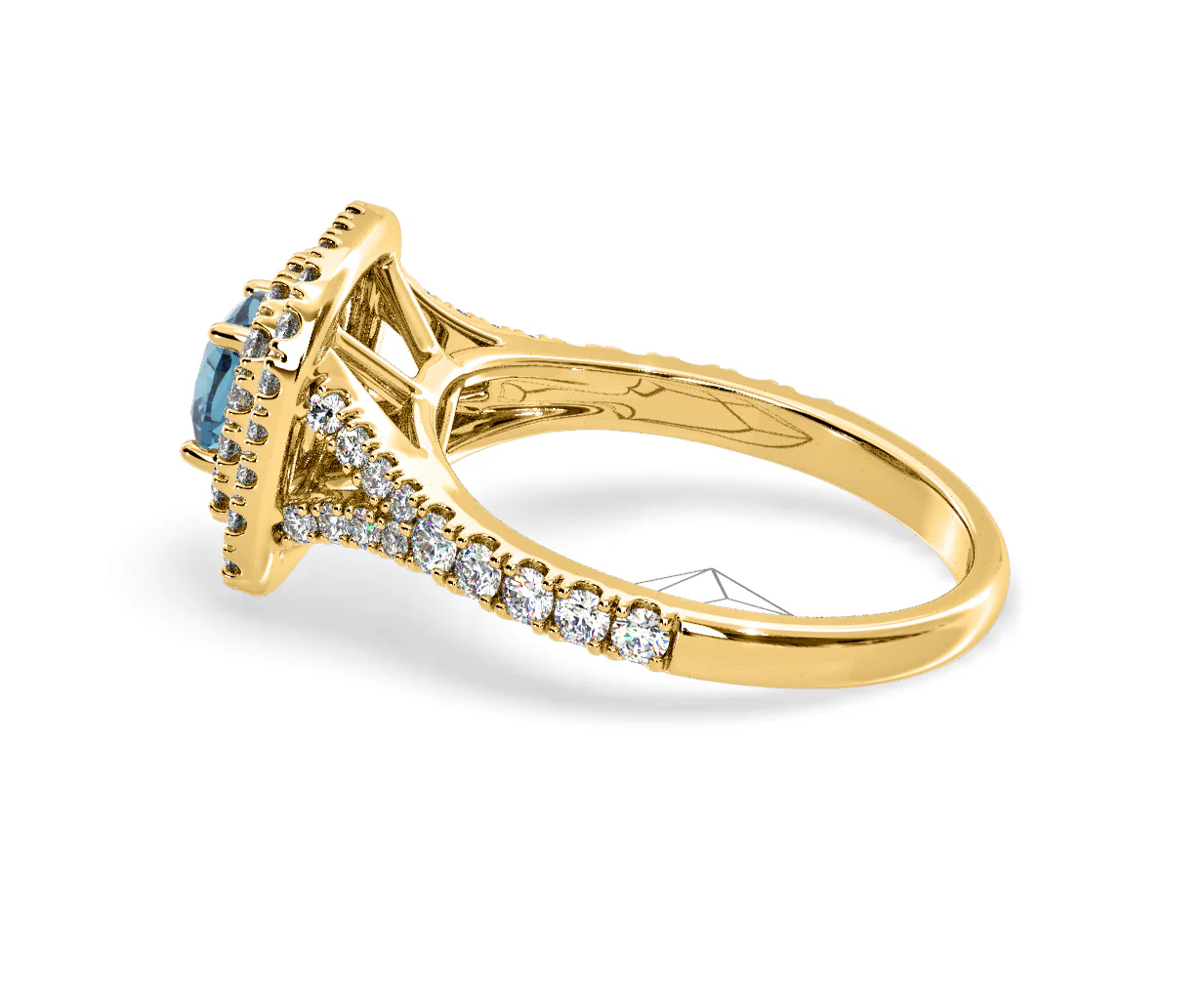 Anastasia Blue Lab Diamond 1.30ct Halo Ring in 18K Yellow Gold - Elara Collection - Image 30