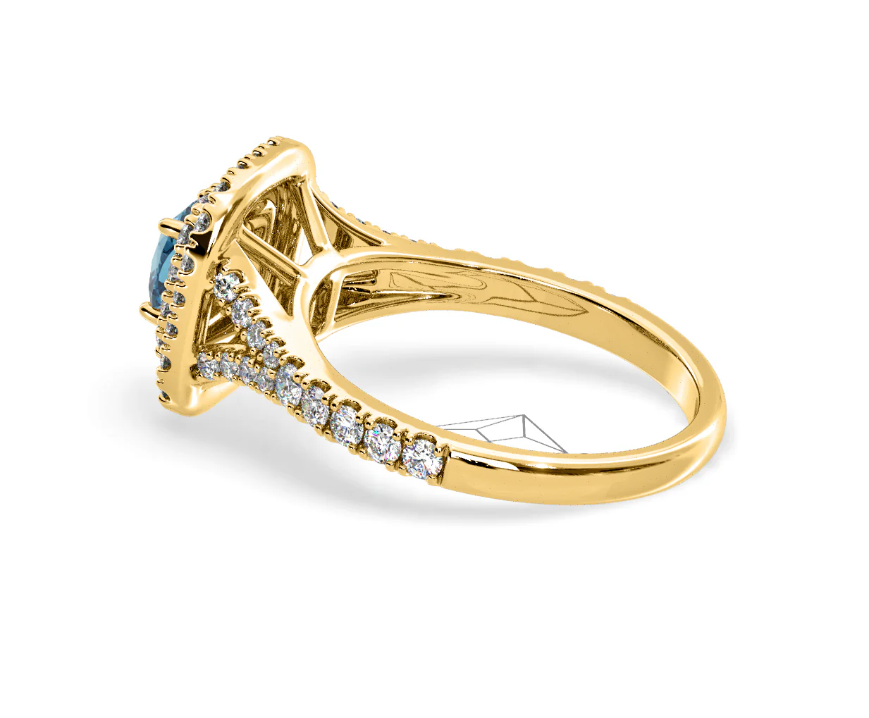 Anastasia Blue Lab Diamond 1.30ct Halo Ring in 18K Yellow Gold - Elara Collection - Image 32