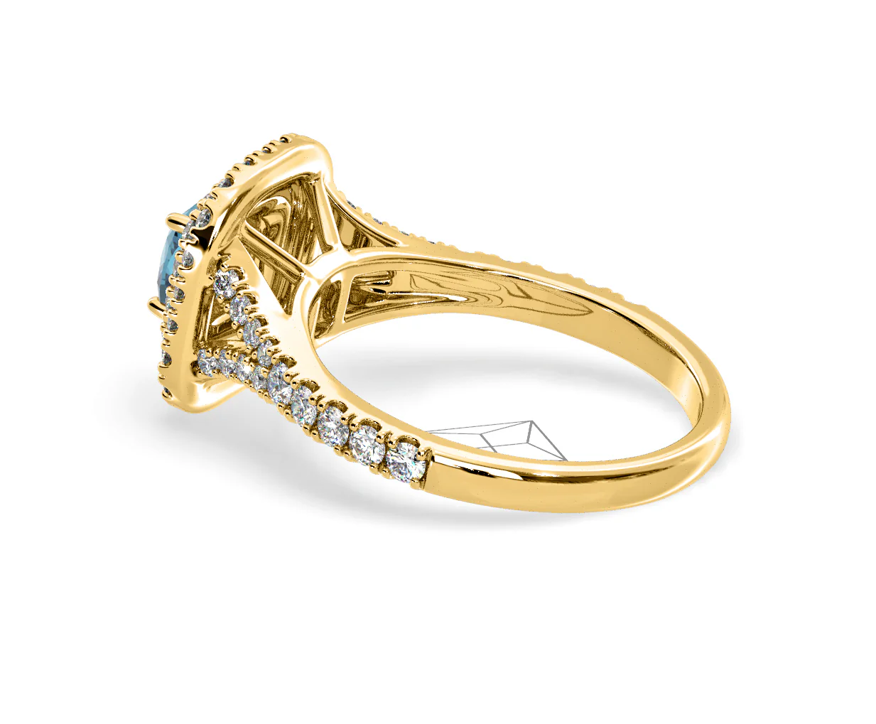 Anastasia Blue Lab Diamond 1.30ct Halo Ring in 18K Yellow Gold - Elara Collection - Image 33