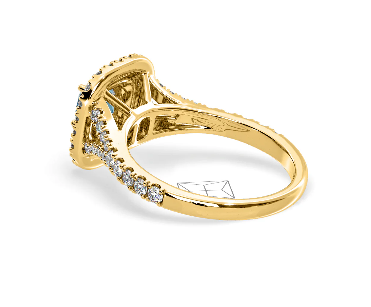 Anastasia Blue Lab Diamond 1.30ct Halo Ring in 18K Yellow Gold - Elara Collection - Image 35