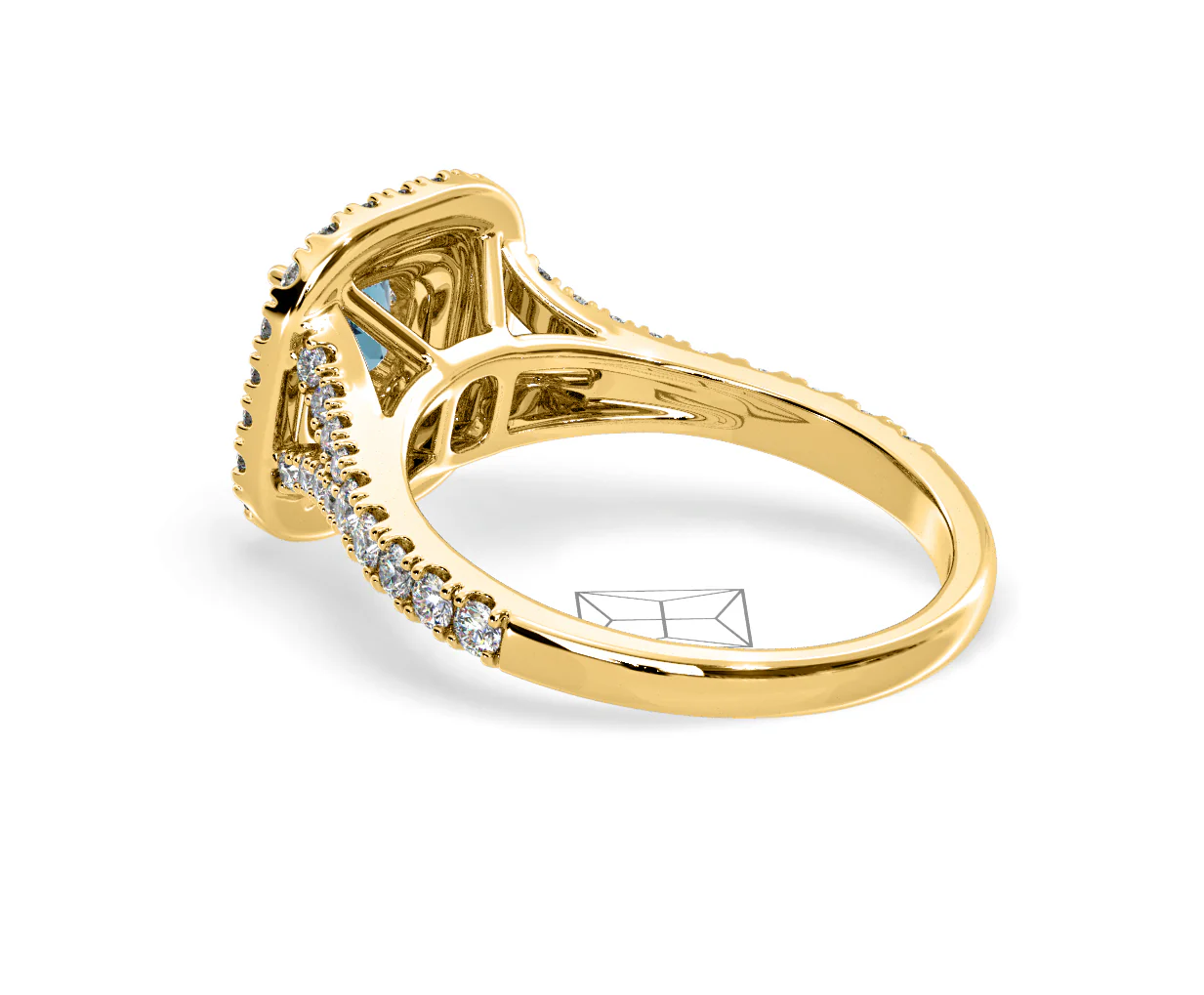 Anastasia Blue Lab Diamond 1.30ct Halo Ring in 18K Yellow Gold - Elara Collection - Image 36