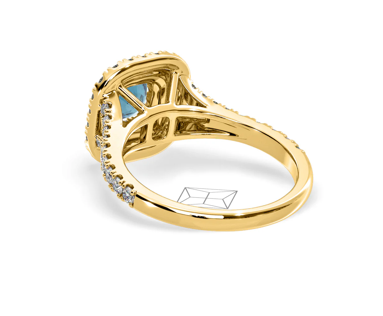 Anastasia Blue Lab Diamond 1.30ct Halo Ring in 18K Yellow Gold - Elara Collection - Image 39