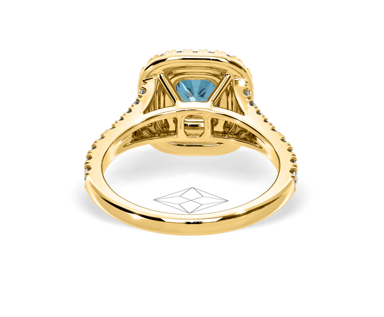 Anastasia Blue Lab Diamond 1.30ct Halo Ring in 18K Yellow Gold - Elara Collection - Image 47