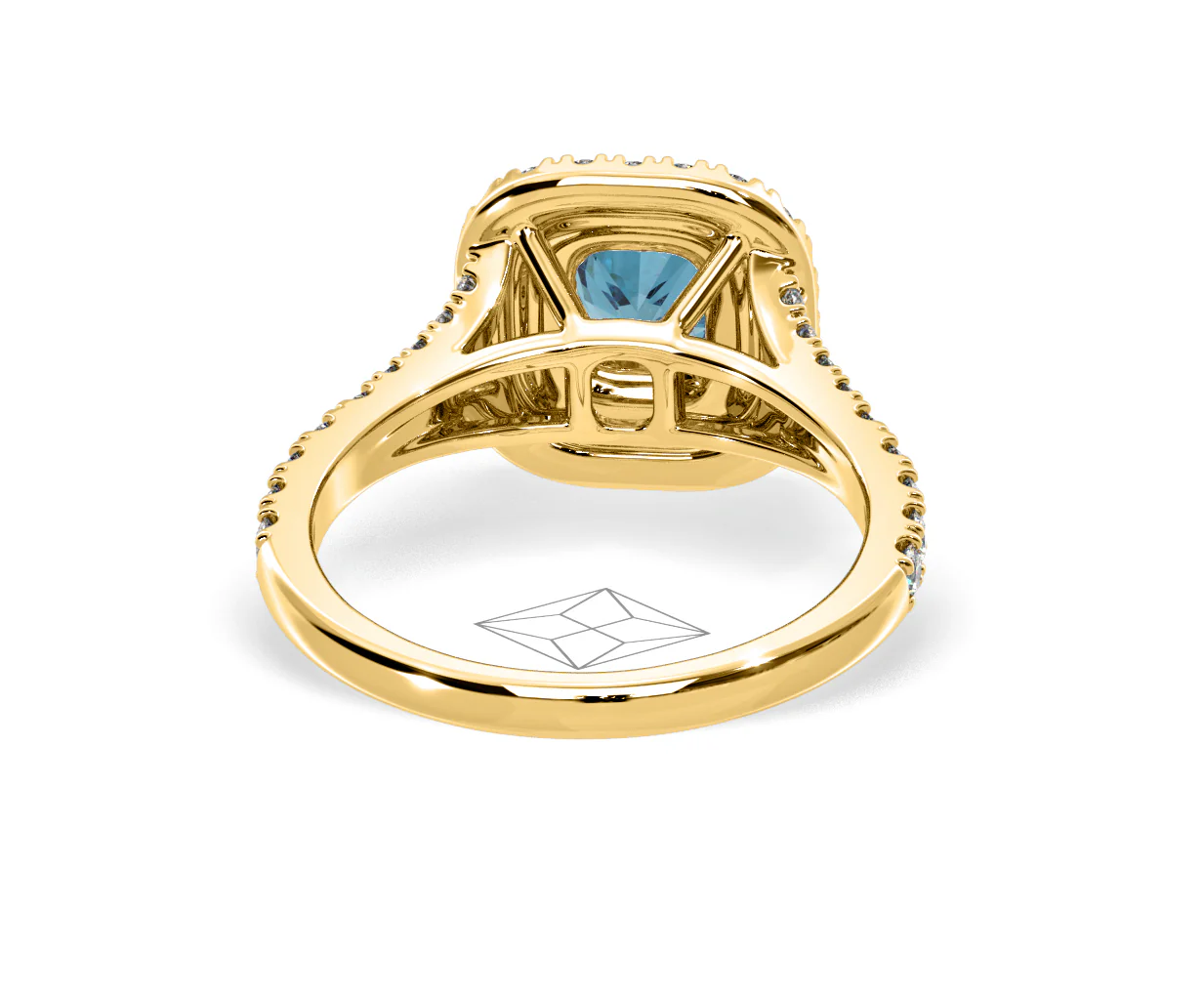 Anastasia Blue Lab Diamond 1.30ct Halo Ring in 18K Yellow Gold - Elara Collection - Image 48