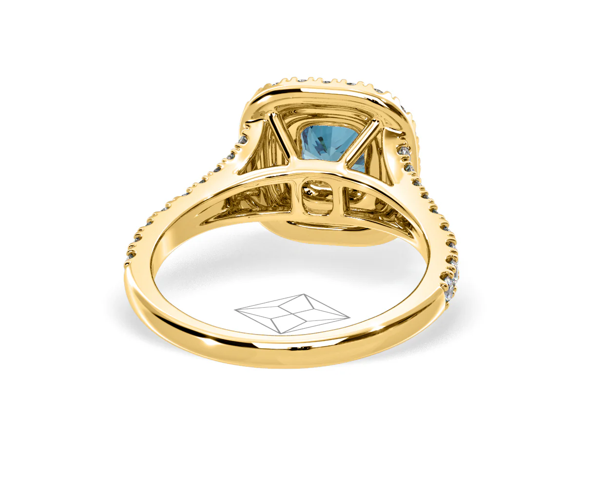 Anastasia Blue Lab Diamond 1.30ct Halo Ring in 18K Yellow Gold - Elara Collection - Image 49