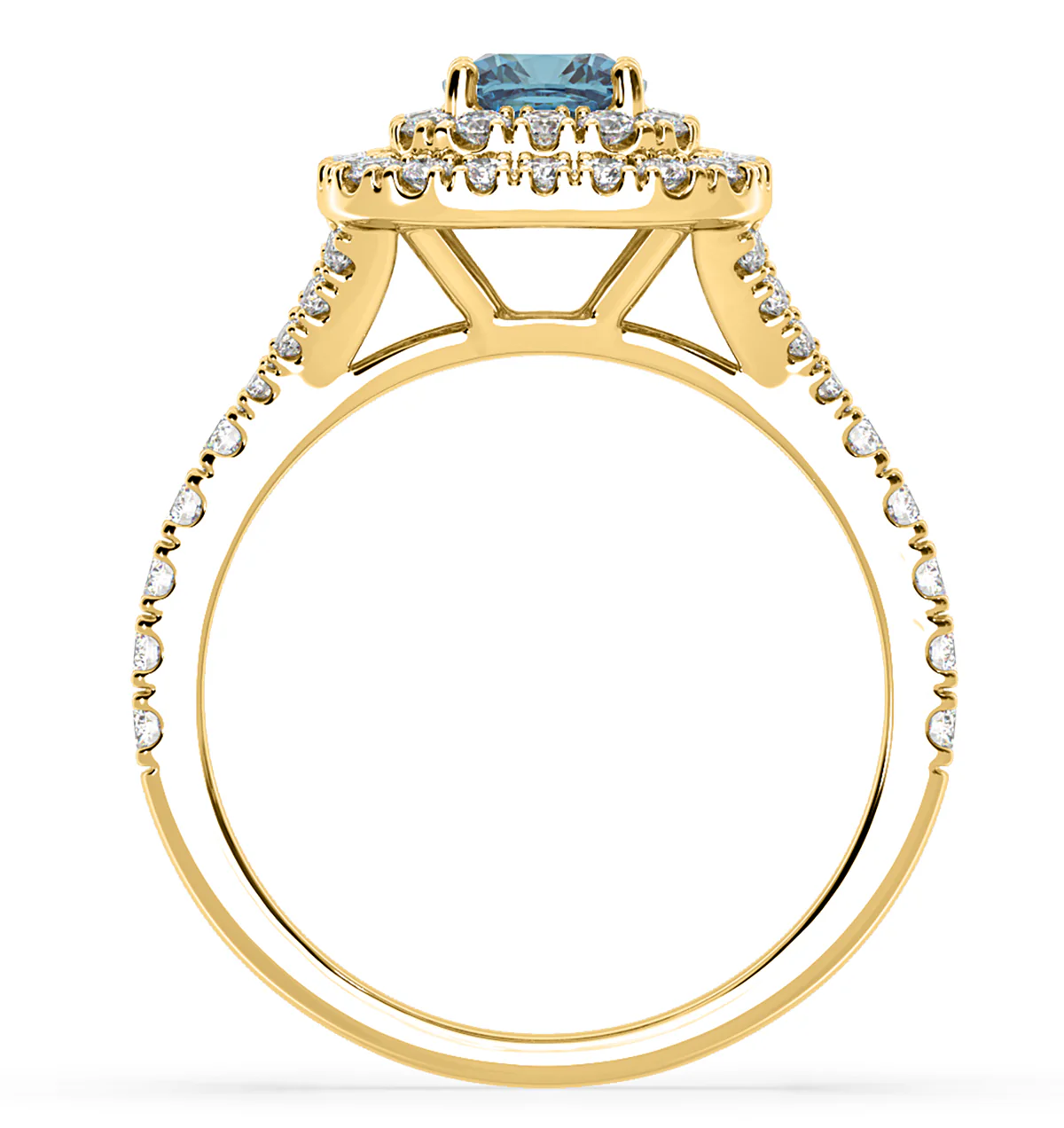 Anastasia Blue Lab Diamond 1.30ct Halo Ring in 18K Yellow Gold - Elara Collection - Image 5
