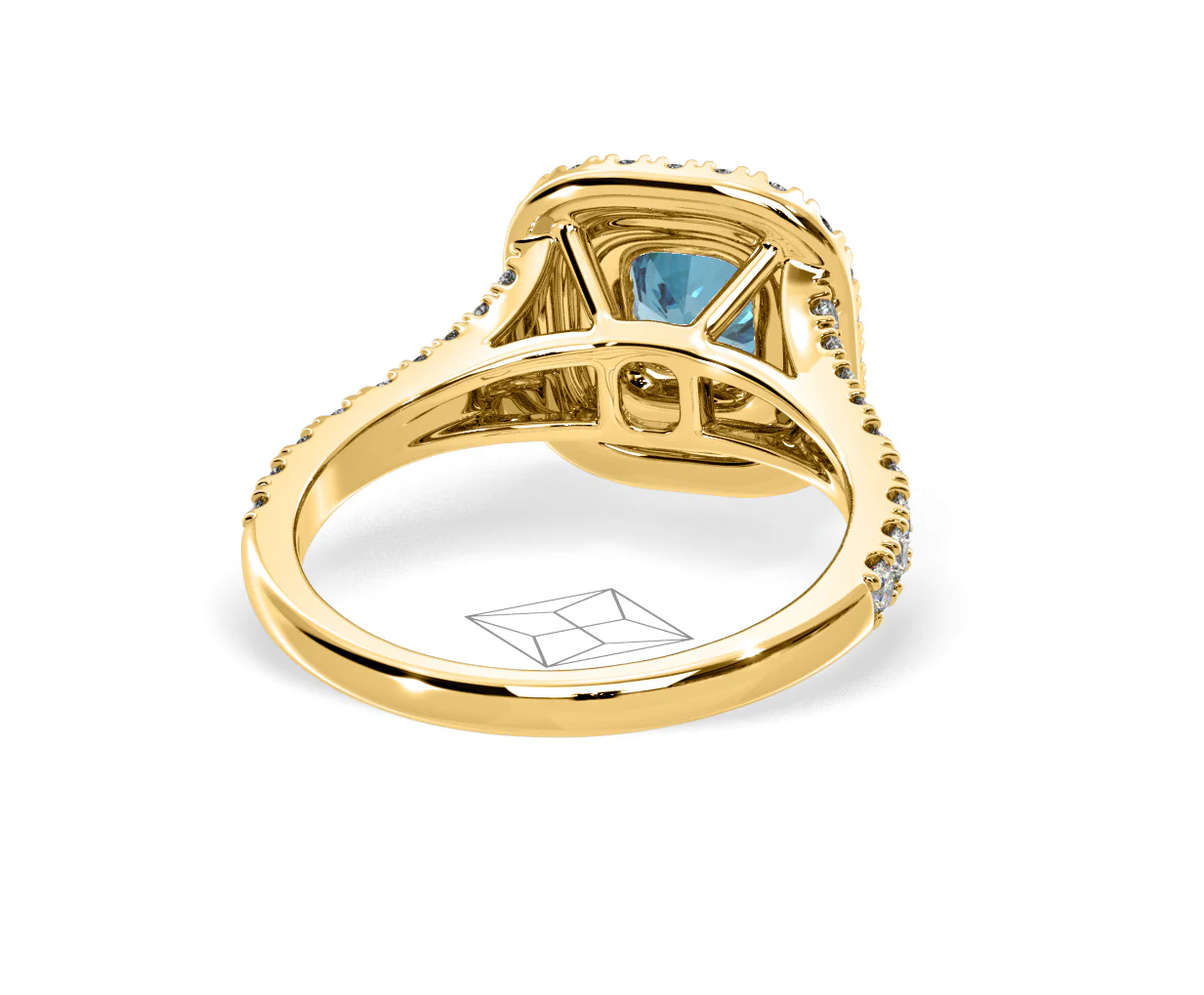 Anastasia Blue Lab Diamond 1.30ct Halo Ring in 18K Yellow Gold - Elara Collection - Image 50