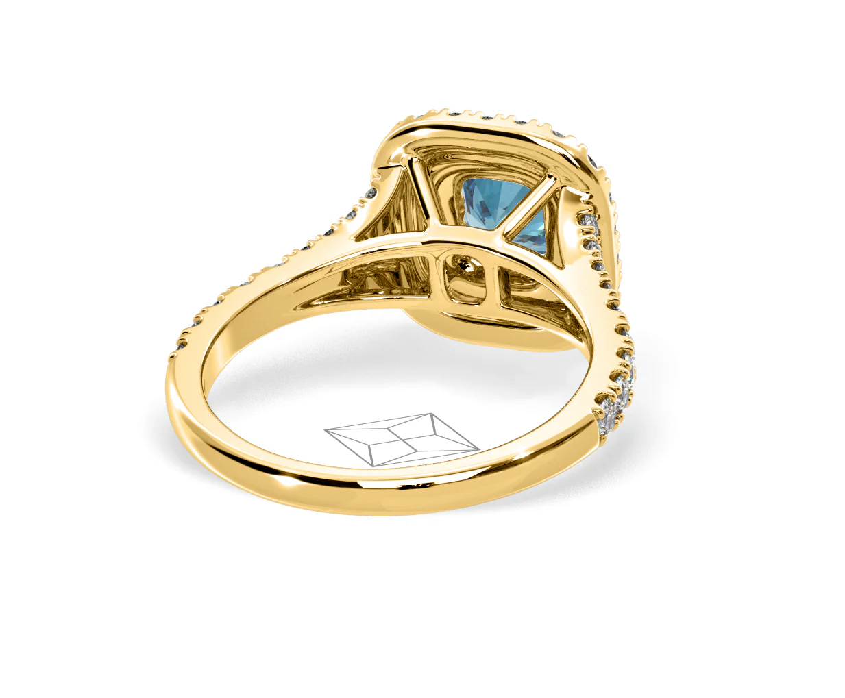 Anastasia Blue Lab Diamond 1.30ct Halo Ring in 18K Yellow Gold - Elara Collection - Image 51