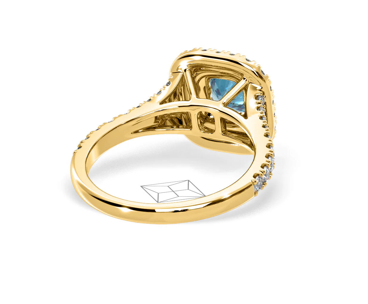 Anastasia Blue Lab Diamond 1.30ct Halo Ring in 18K Yellow Gold - Elara Collection - Image 52