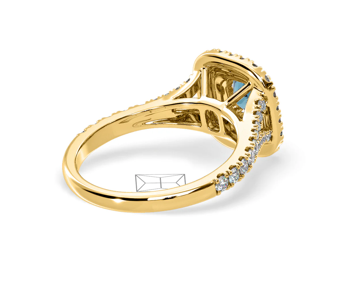 Anastasia Blue Lab Diamond 1.30ct Halo Ring in 18K Yellow Gold - Elara Collection - Image 56