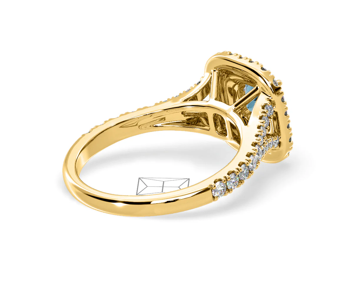 Anastasia Blue Lab Diamond 1.30ct Halo Ring in 18K Yellow Gold - Elara Collection - Image 57
