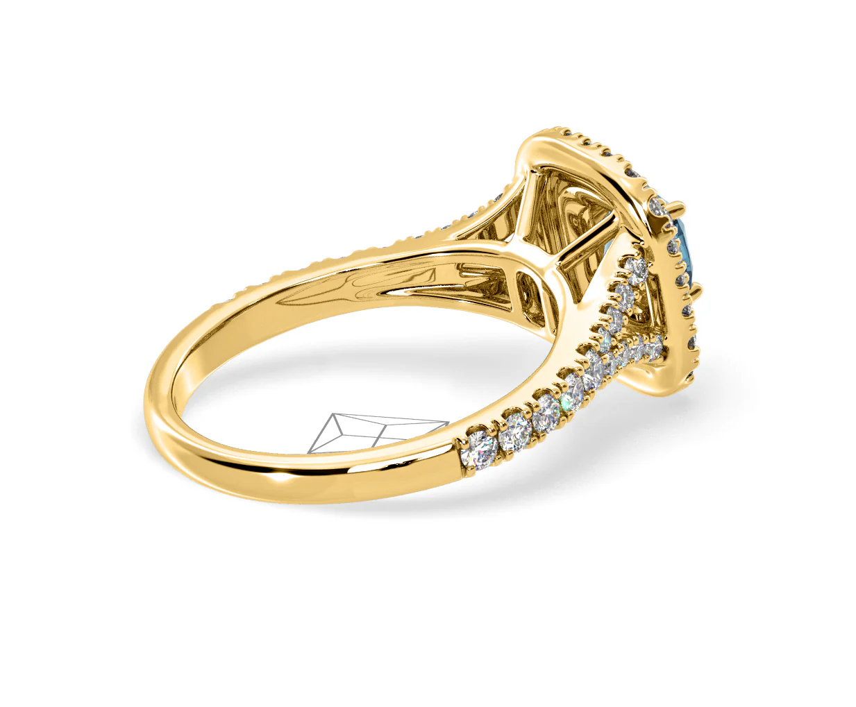 Anastasia Blue Lab Diamond 1.30ct Halo Ring in 18K Yellow Gold - Elara Collection - Image 59