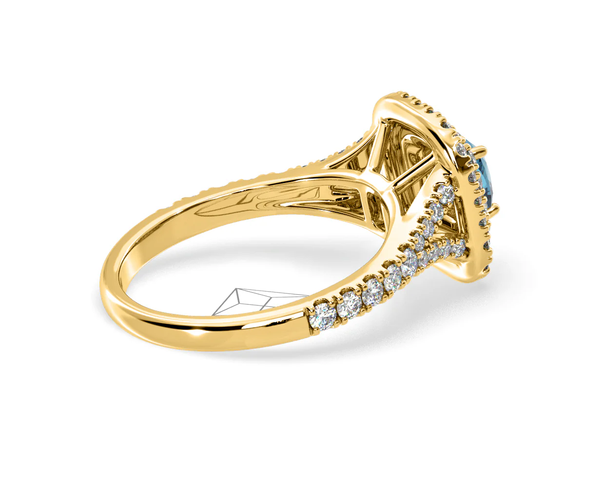 Anastasia Blue Lab Diamond 1.30ct Halo Ring in 18K Yellow Gold - Elara Collection - Image 60