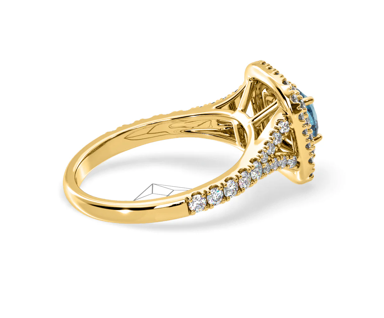 Anastasia Blue Lab Diamond 1.30ct Halo Ring in 18K Yellow Gold - Elara Collection - Image 61