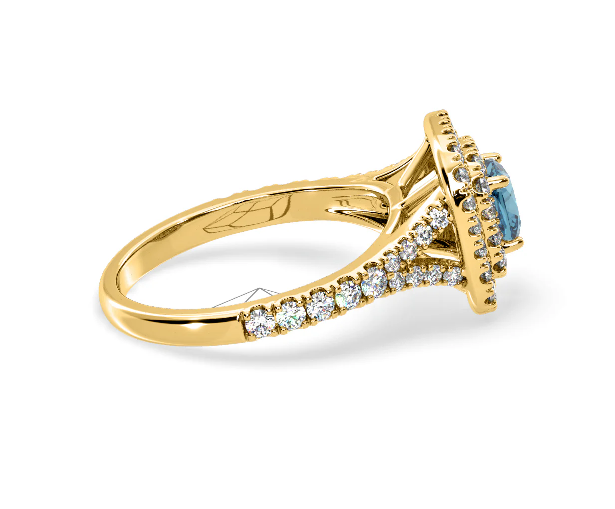 Anastasia Blue Lab Diamond 1.30ct Halo Ring in 18K Yellow Gold - Elara Collection - Image 65