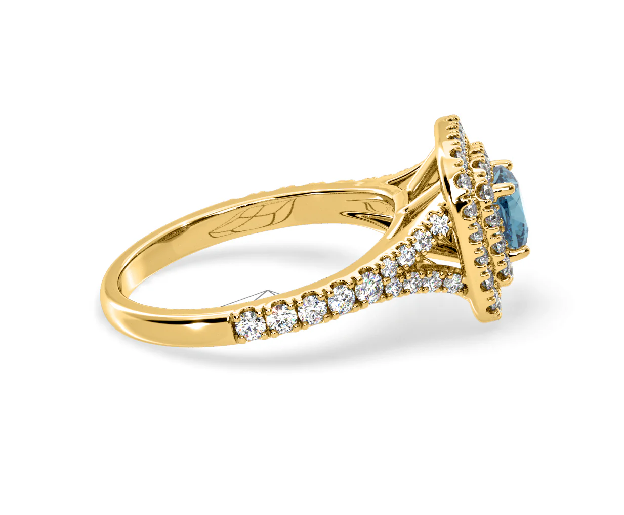 Anastasia Blue Lab Diamond 1.30ct Halo Ring in 18K Yellow Gold - Elara Collection - Image 66