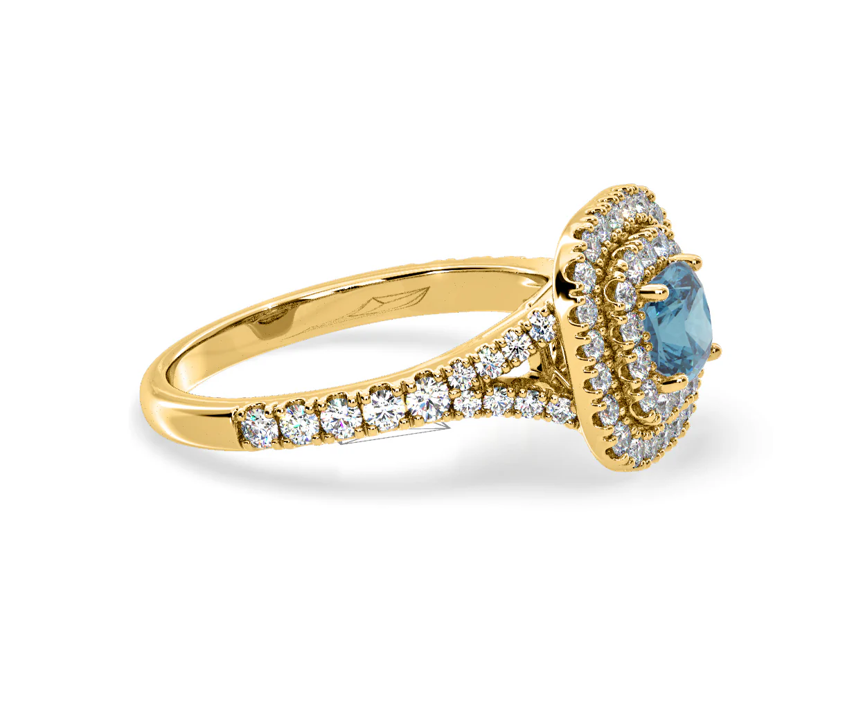 Anastasia Blue Lab Diamond 1.30ct Halo Ring in 18K Yellow Gold - Elara Collection - Image 71
