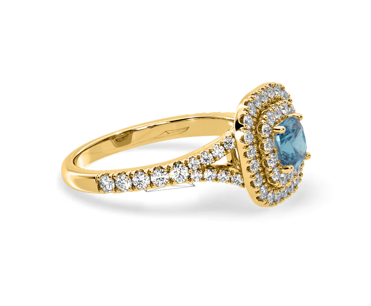 Anastasia Blue Lab Diamond 1.30ct Halo Ring in 18K Yellow Gold - Elara Collection - Image 72