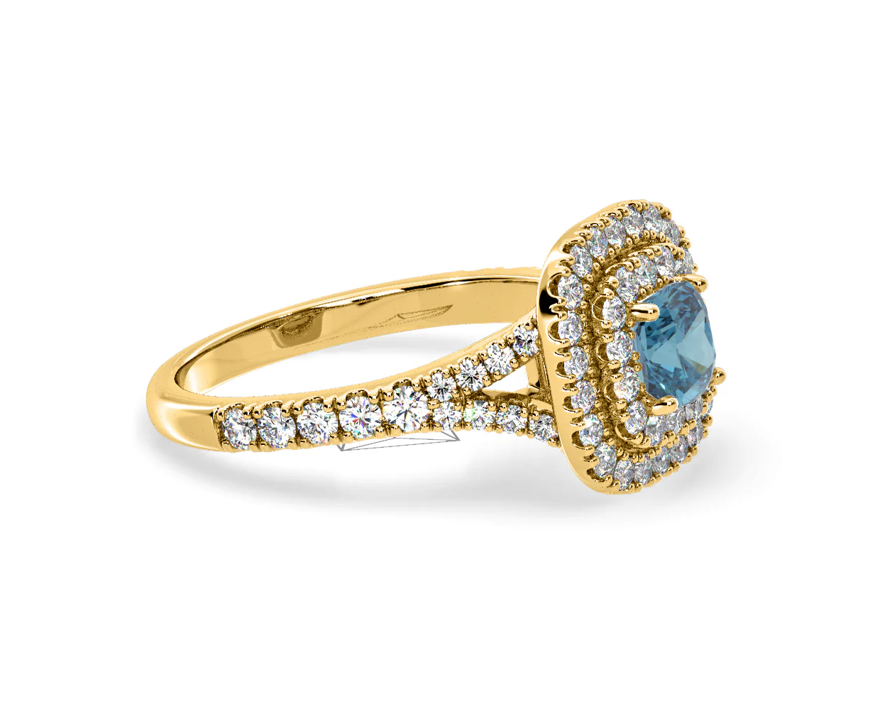 Anastasia Blue Lab Diamond 1.30ct Halo Ring in 18K Yellow Gold - Elara Collection - Image 73