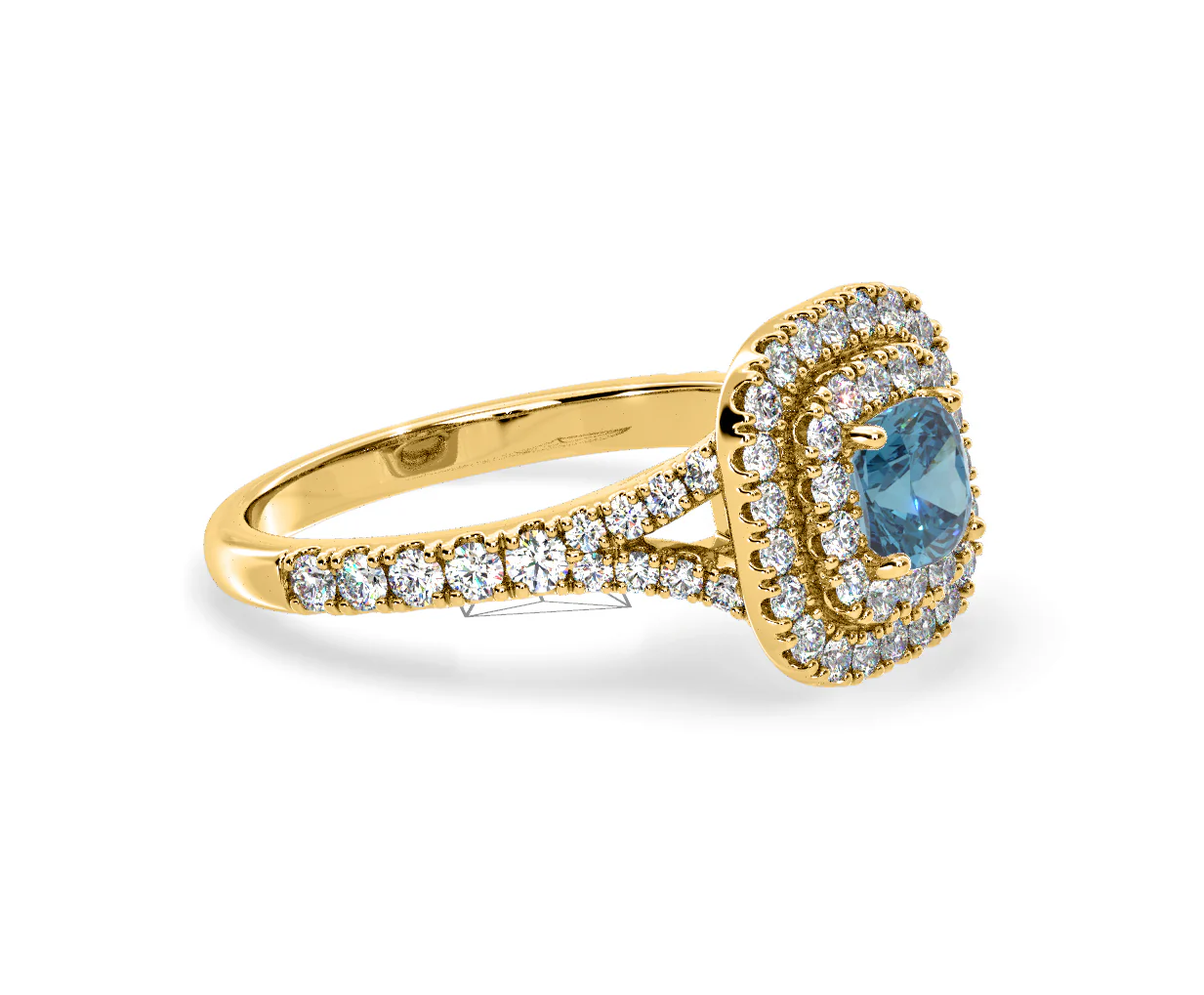 Anastasia Blue Lab Diamond 1.30ct Halo Ring in 18K Yellow Gold - Elara Collection - Image 74