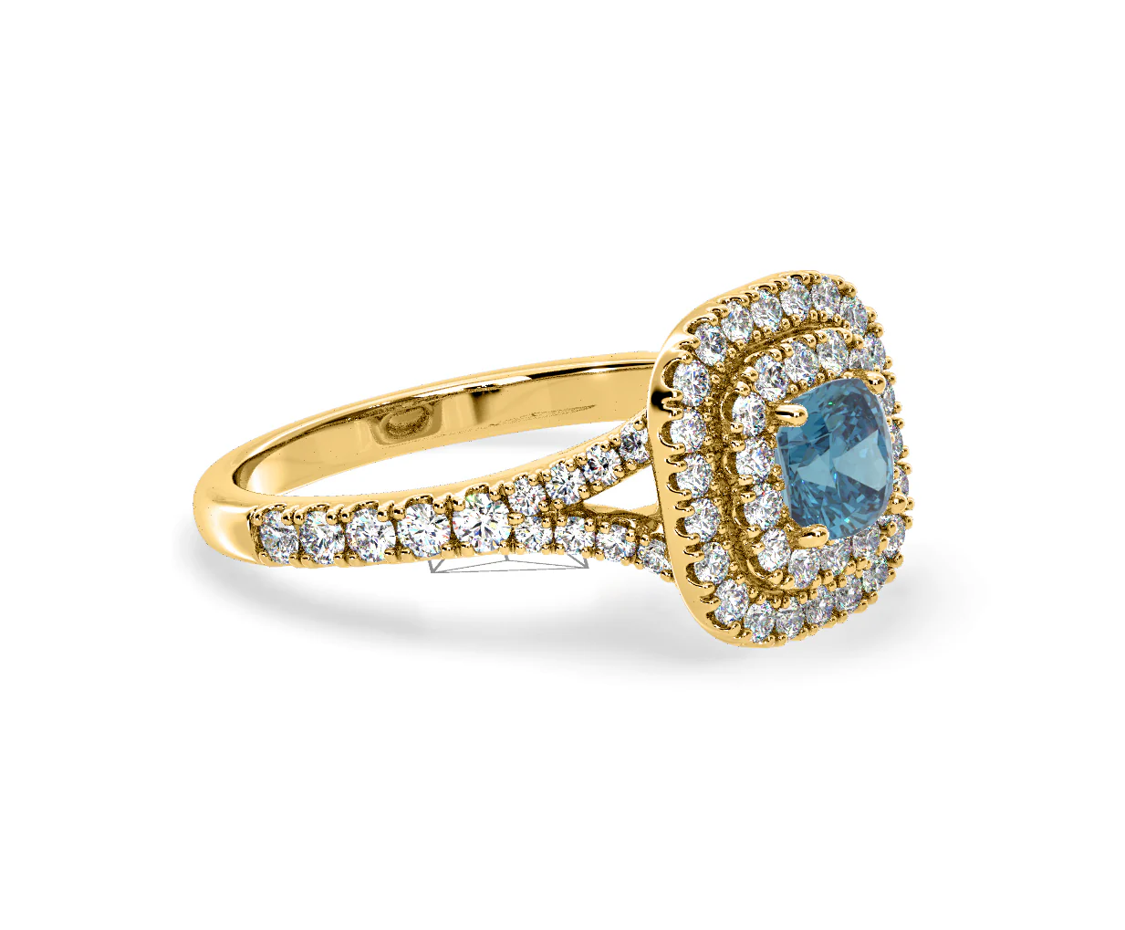 Anastasia Blue Lab Diamond 1.30ct Halo Ring in 18K Yellow Gold - Elara Collection - Image 75