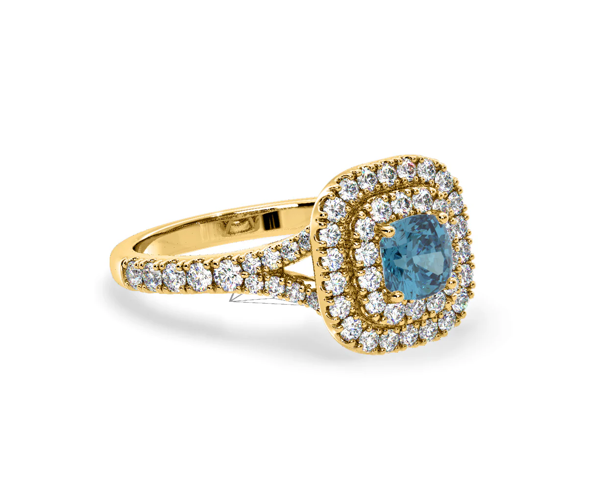 Anastasia Blue Lab Diamond 1.30ct Halo Ring in 18K Yellow Gold - Elara Collection - Image 78
