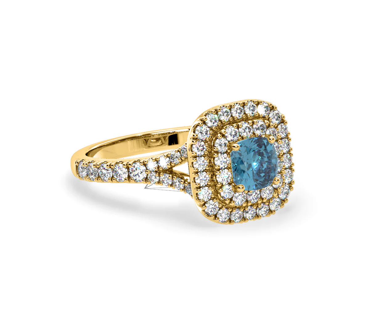 Anastasia Blue Lab Diamond 1.30ct Halo Ring in 18K Yellow Gold - Elara Collection - Image 79