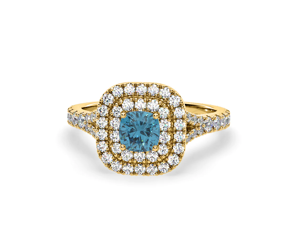 Anastasia Blue Lab Diamond 1.30ct Halo Ring in 18K Yellow Gold - Elara Collection - Image 8