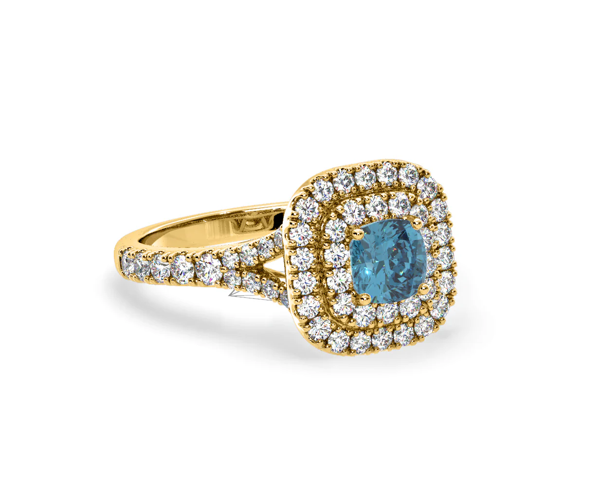 Anastasia Blue Lab Diamond 1.30ct Halo Ring in 18K Yellow Gold - Elara Collection - Image 80
