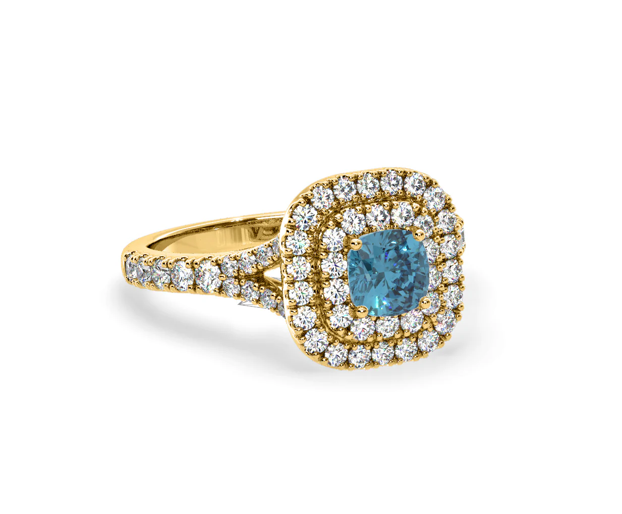 Anastasia Blue Lab Diamond 1.30ct Halo Ring in 18K Yellow Gold - Elara Collection - Image 81
