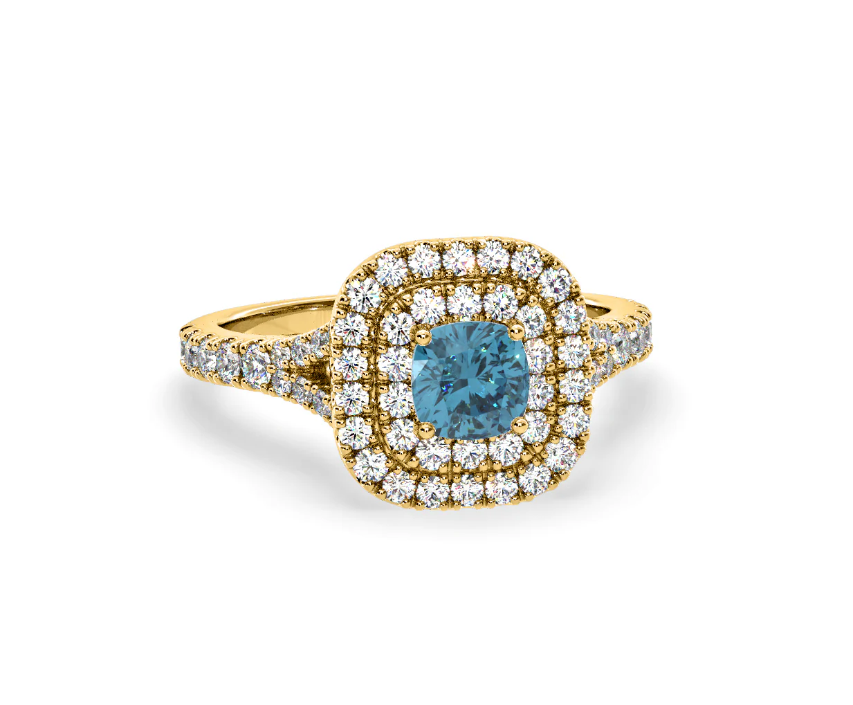 Anastasia Blue Lab Diamond 1.30ct Halo Ring in 18K Yellow Gold - Elara Collection - Image 84