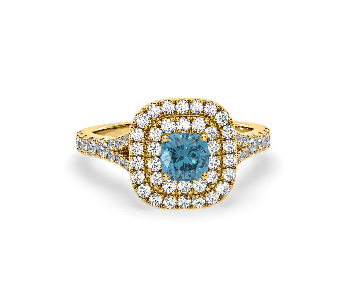 Anastasia Blue Lab Diamond 1.30ct Halo Ring in 18K Yellow Gold - Elara Collection - Image 85