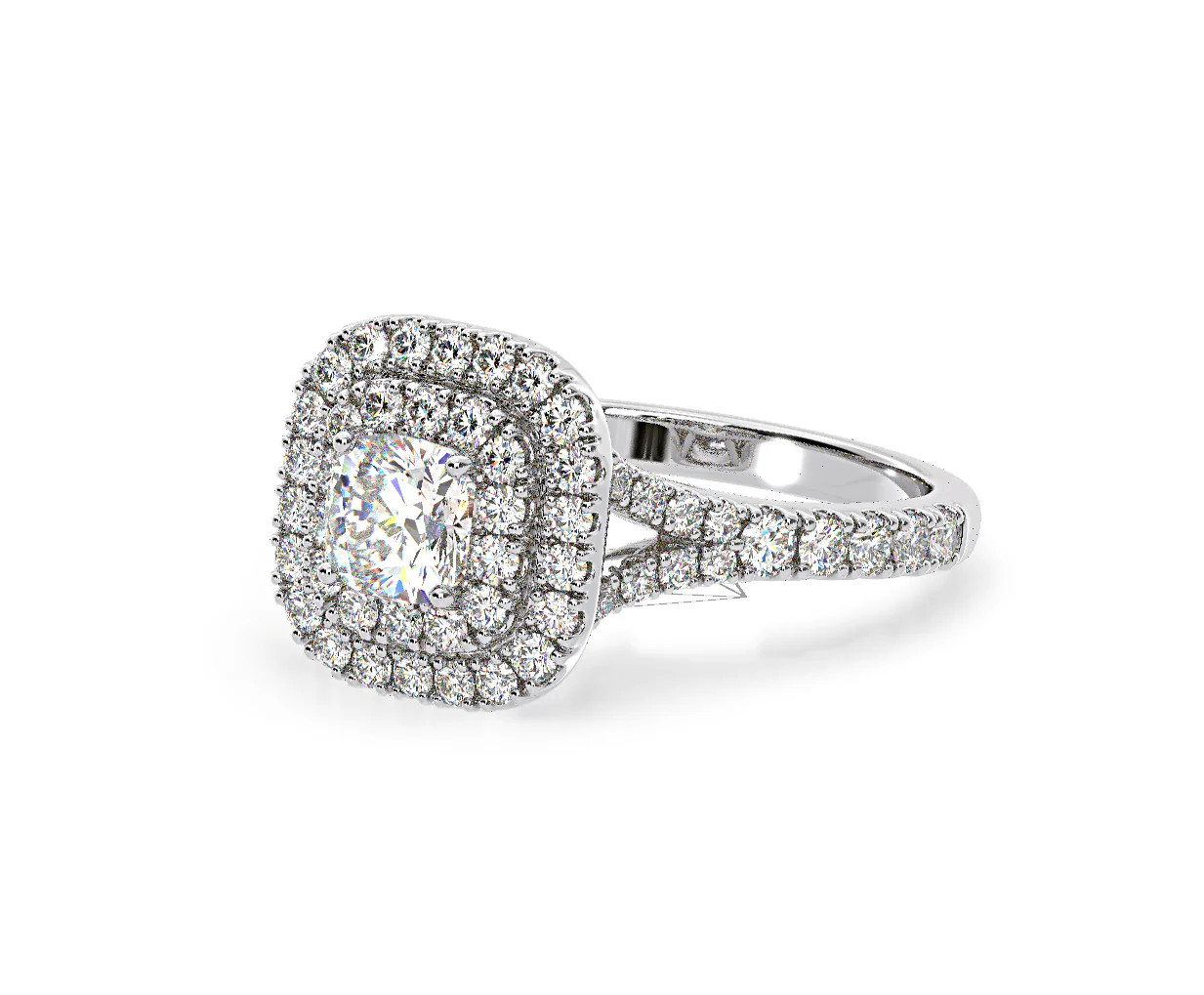 Anastasia Diamond Halo Engagement Ring 18K White Gold 1.30ct G/SI1 - Image 15