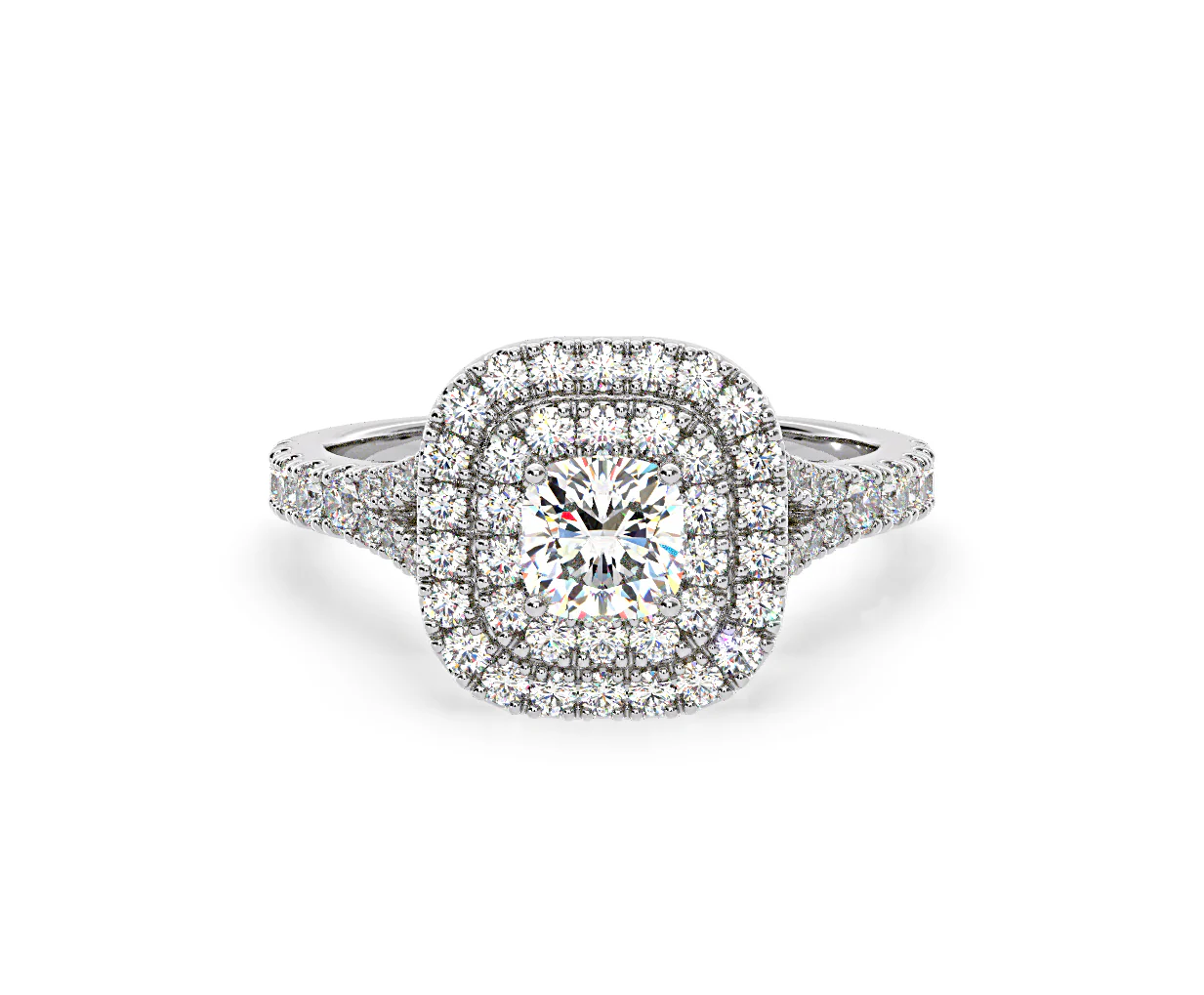 Anastasia Diamond Halo Engagement Ring 18K White Gold 1.30ct G/SI1 - Image 87