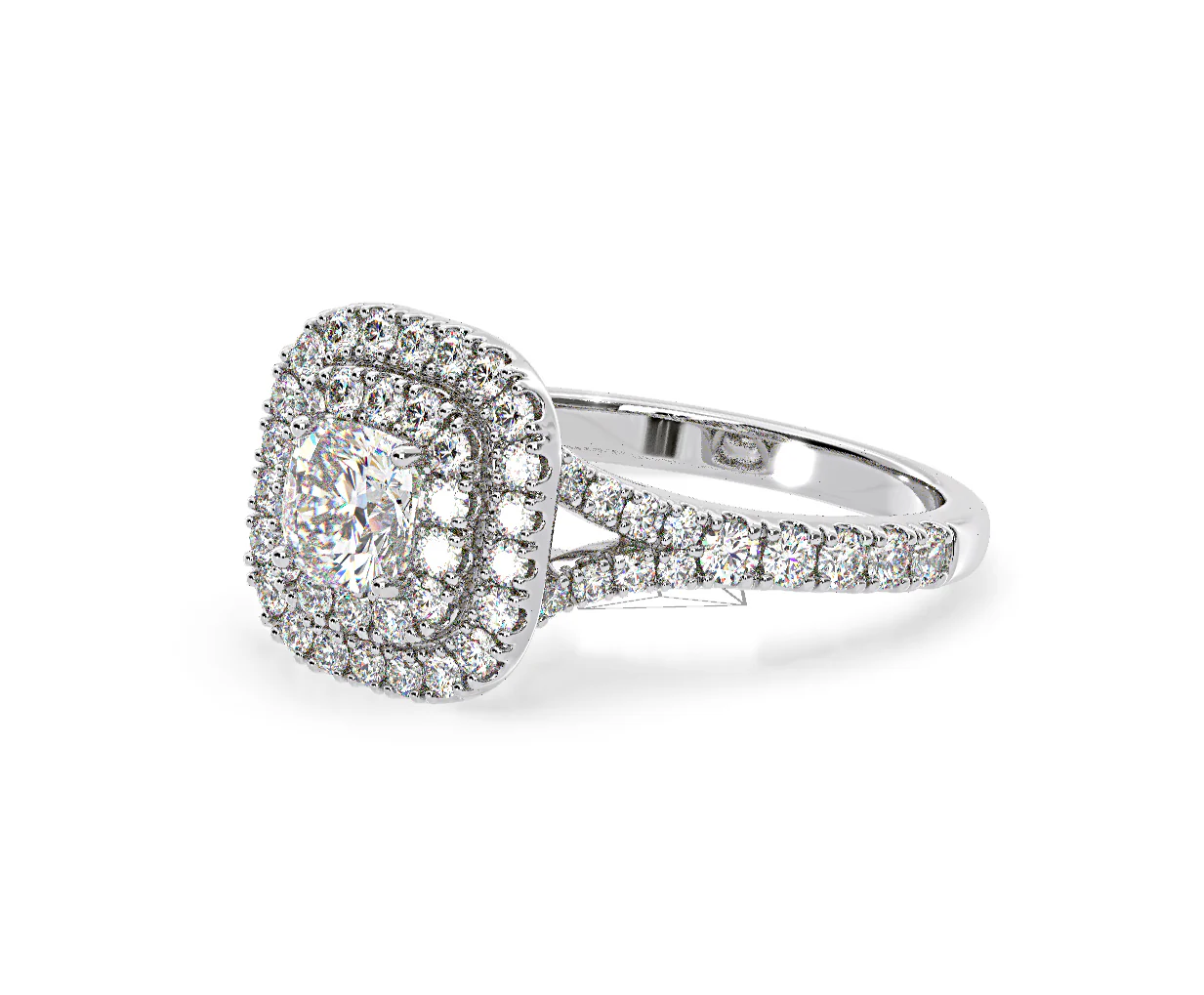 Anastasia Diamond Halo Engagement Ring 18K White Gold 1.30ct G/VS1 - Image 17