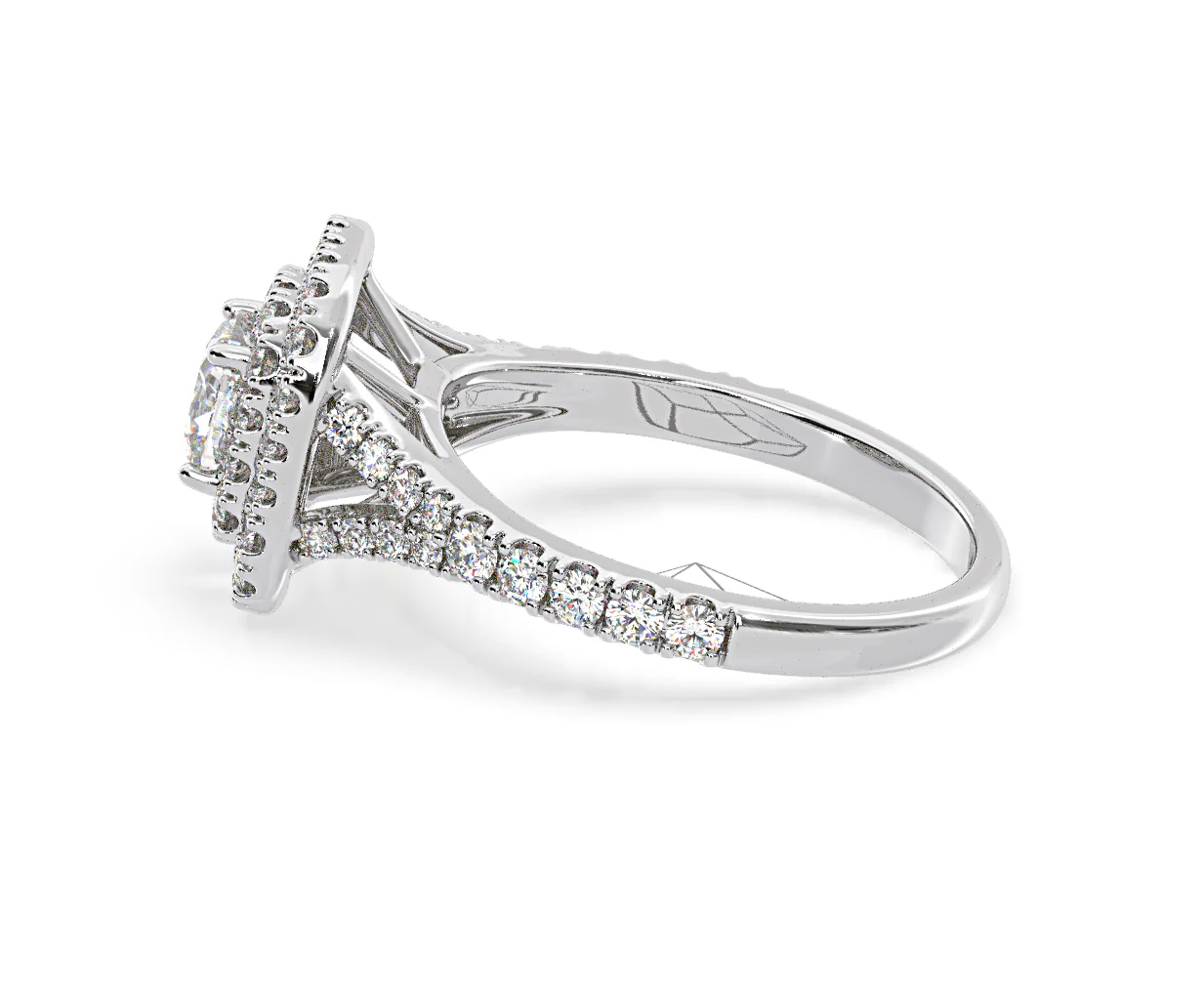 Anastasia Diamond Halo Engagement Ring 18K White Gold 1.30ct G/VS1 - Image 29