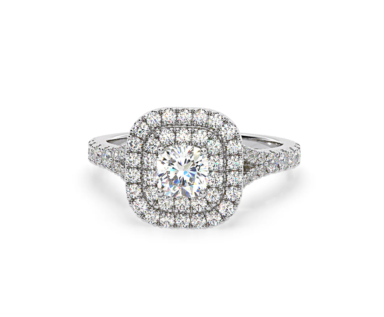 Anastasia GIA Diamond Halo Engagement Ring 18K White Gold 1.45ct G/SI1 - Image 9